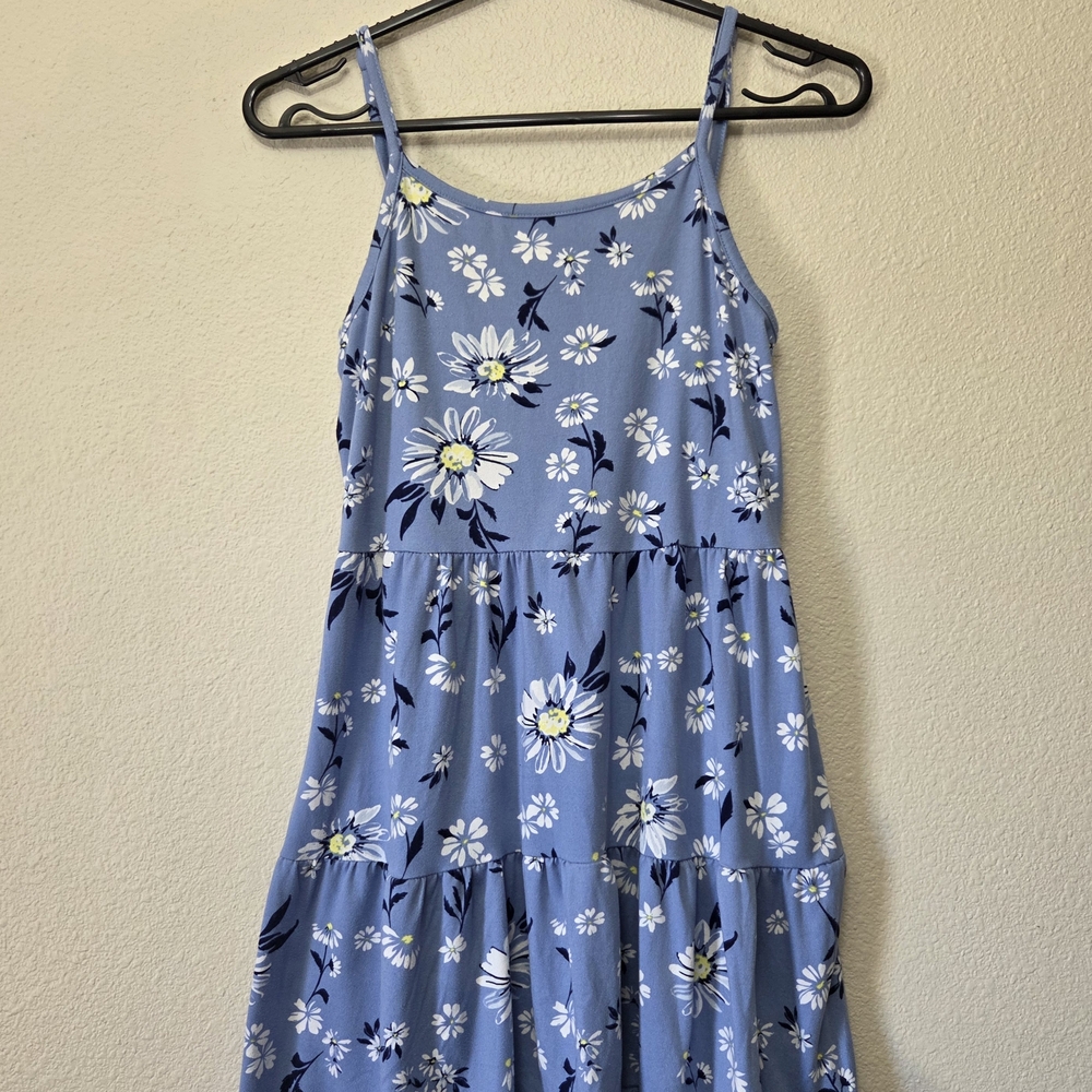 Knitworks Blue Floral Tiered Sundress with White & Yellow Accents